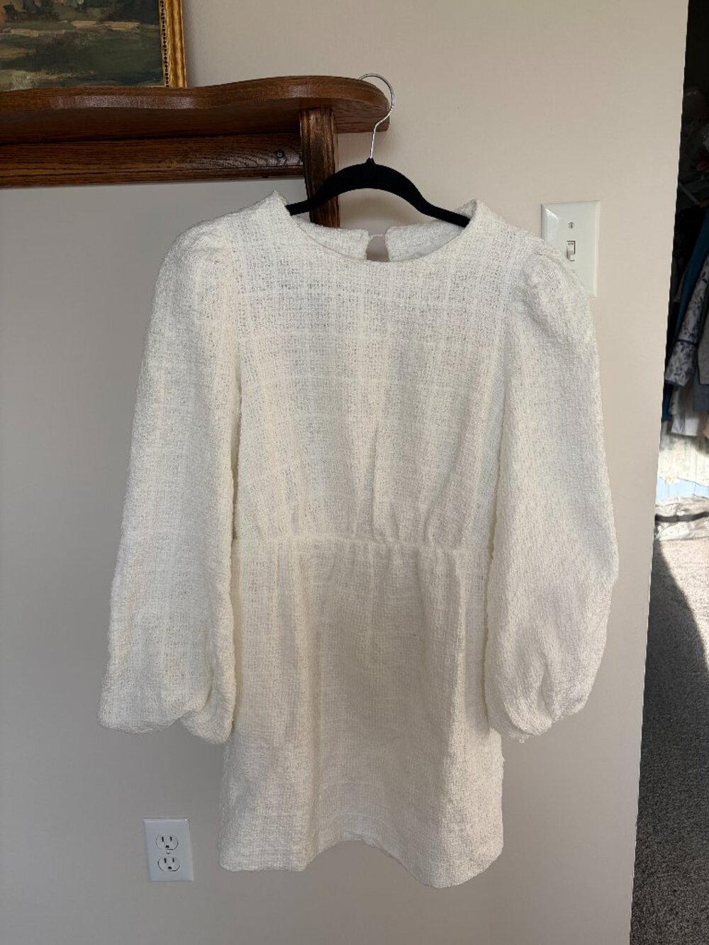 In the Style (ASOS) White Smock Dress w/ Oversized Sleeves, US6/UK10
